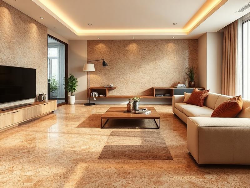 Luxury interior with decorative resin flooring