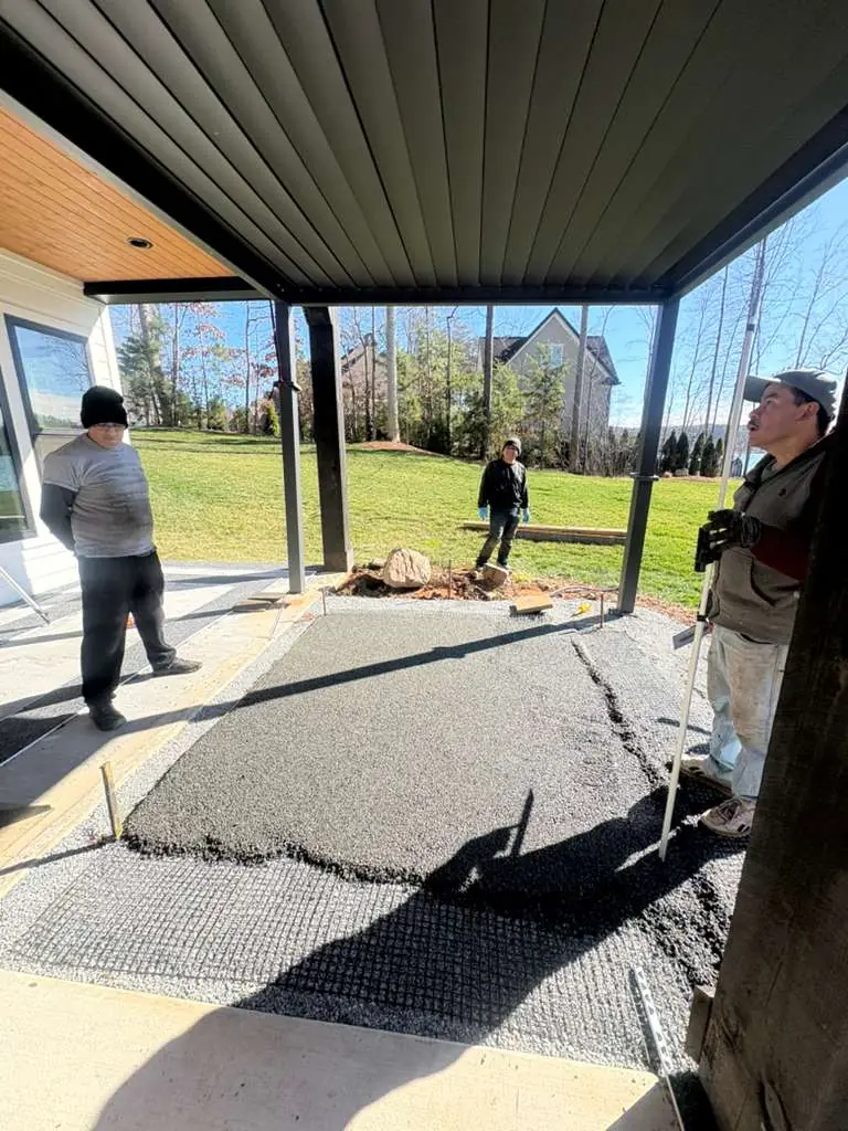 Concrete preparation for patio project