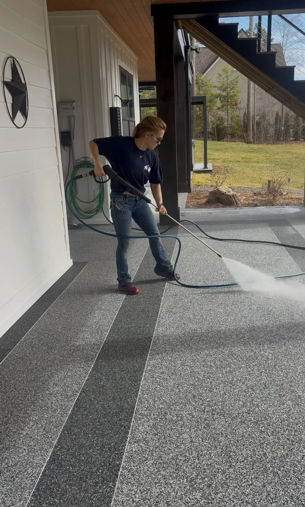 Pressure washing before surface installation